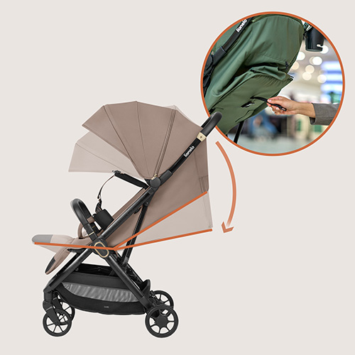 Verstellbares Verdeck des Lionelo Kinderwagens.